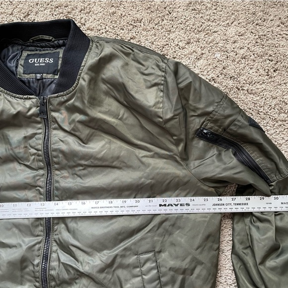Guess Bomber Jacket Men’s Dark Green Size XLT Tall - Picture 13 of 13
